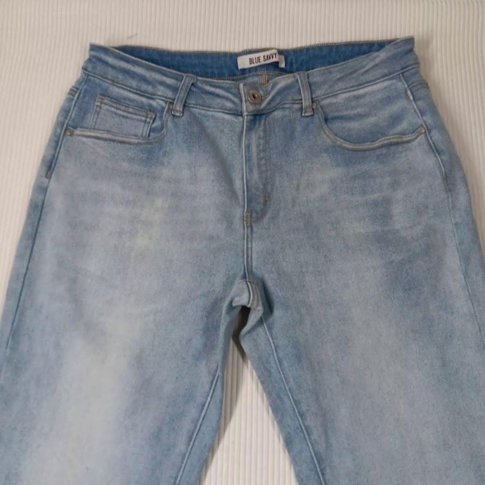 Blue Savvy Jeans Womens 18 Blue Light Wash Mid Rise Straight Leg Stretch Denim - Picture 2 of 13